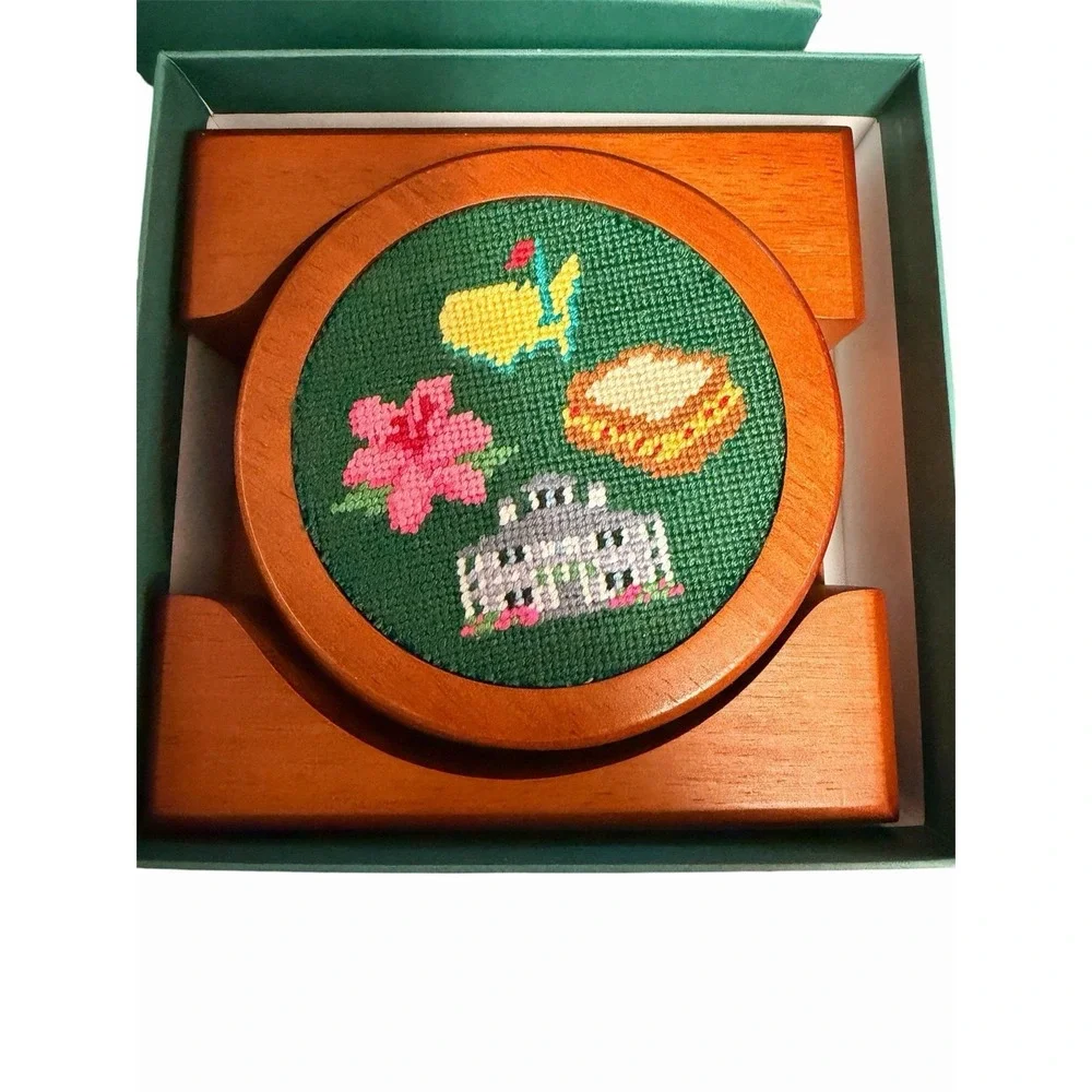 Masters 2026 Smathers & Branson Coasters Set of 4 Augusta Needlepoint NWT